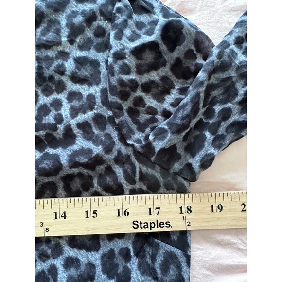 MICHAEL Michael Kors Womens Top Blouse Animal Print Bow Semi-Sheer Gray Black S - Picture 4 of 8